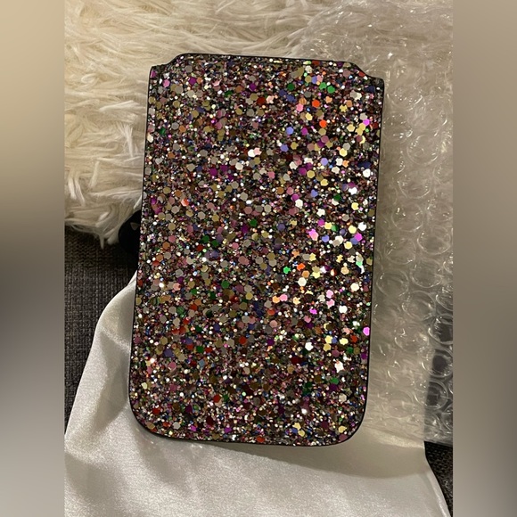 Authentic New JIMMY CHOO Multicoloured Coarse Glitter Card Holder - Picture 4 of 8